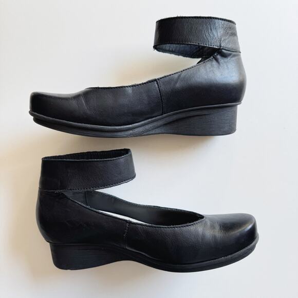 Loints of Holland Black Leather Urban Sydney Ballerina Wedge Flats Size 38/8 - Picture 5 of 10